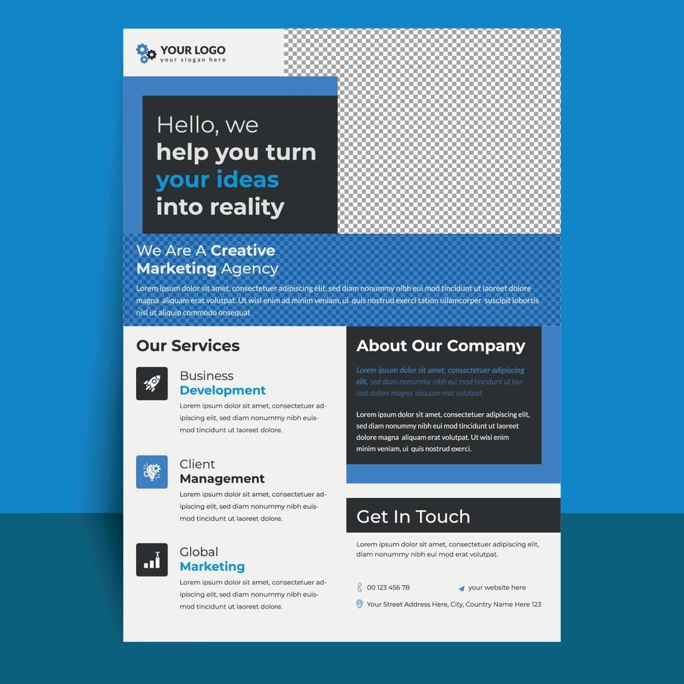 kreativ digital marknadsföring byrå flygblad design mall vektor