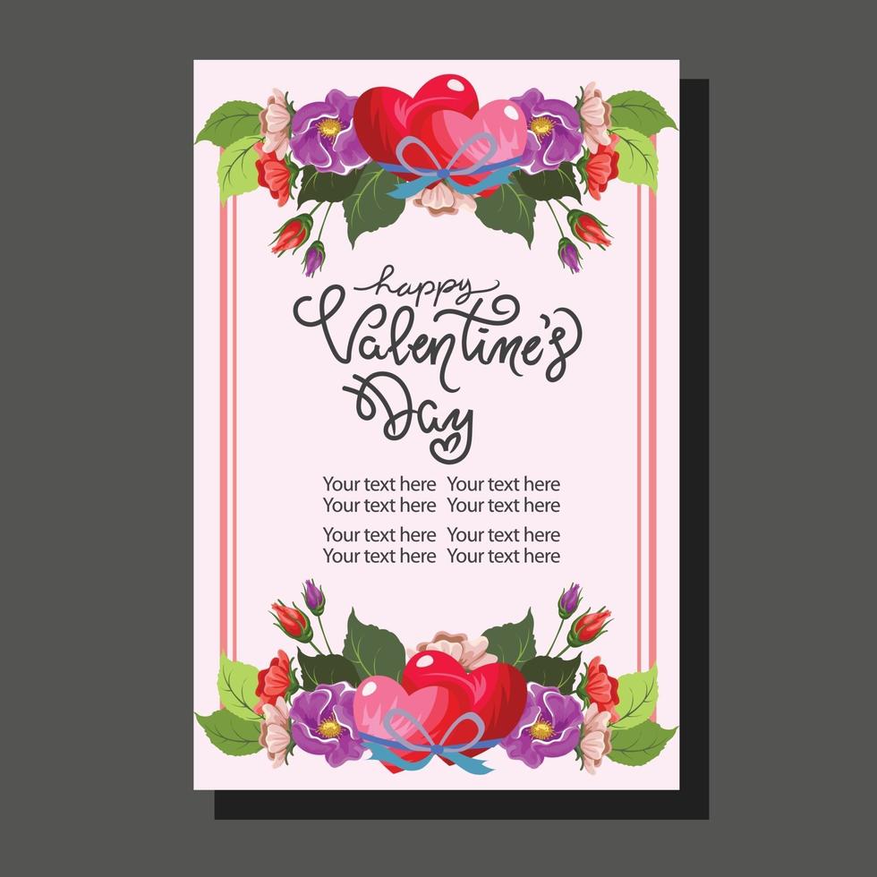 glückliches Valentinstagskartenblumenblattdesign vektor