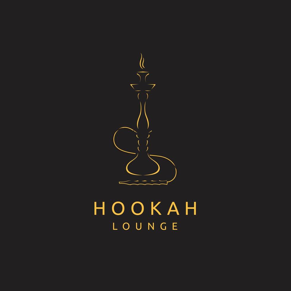 Huka Shisha Rauchen Gold Logo Symbol Vektor Vorlage zum Cafe, Geschäft, Verein, Salon