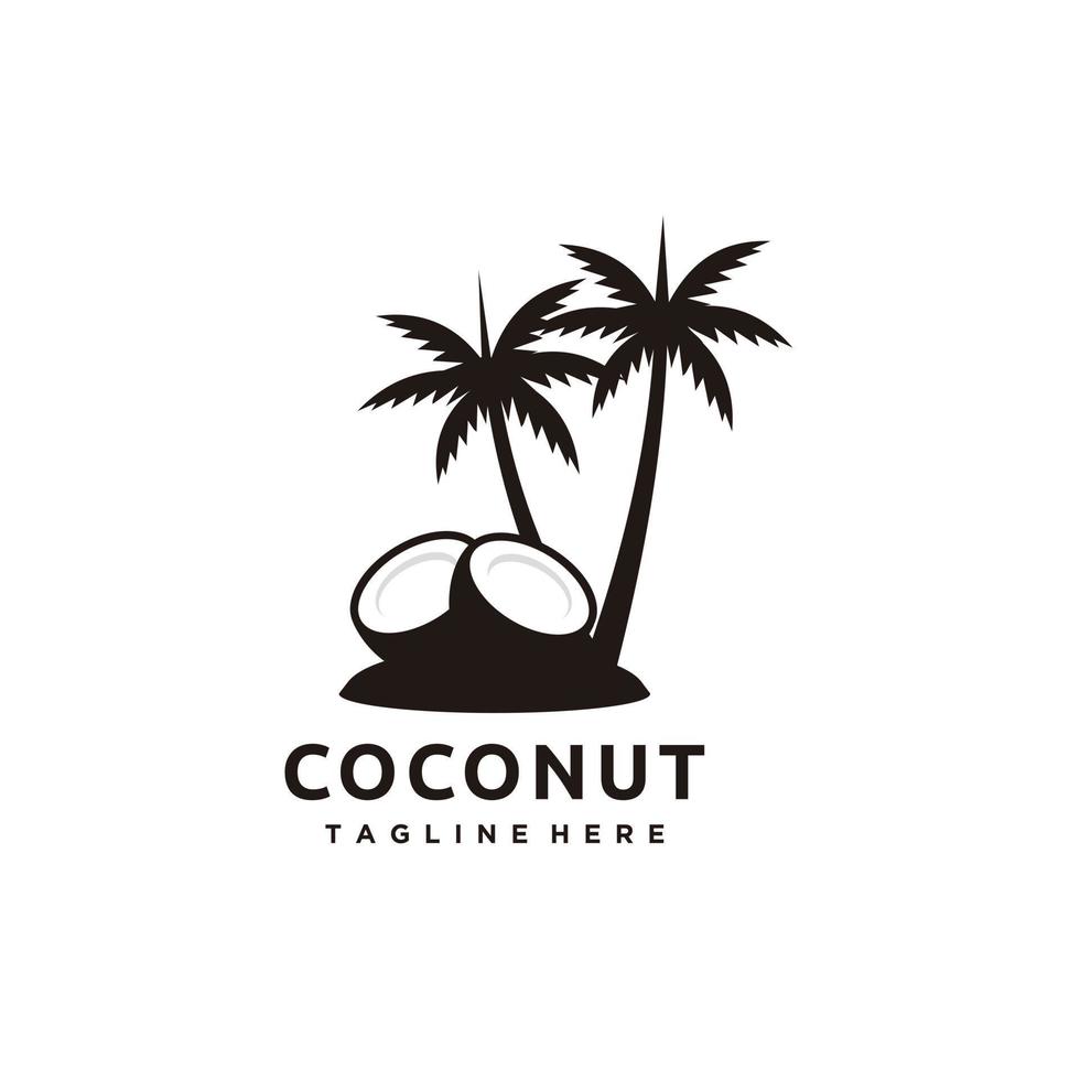kokos och handflatan träd silhuett logotyp design mall vektor illustration