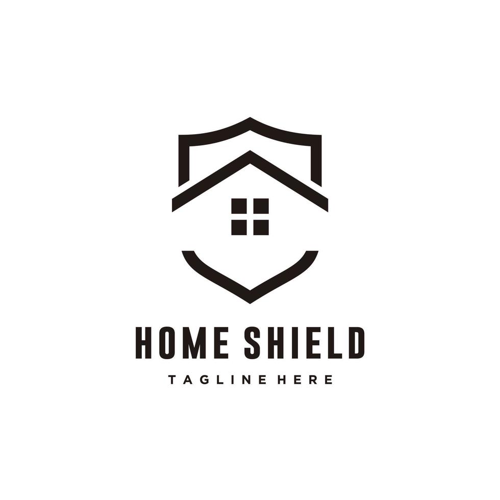 Zuhause schützen, Sicherheit, Schild und Haus Logo Design Vorlage Vektor