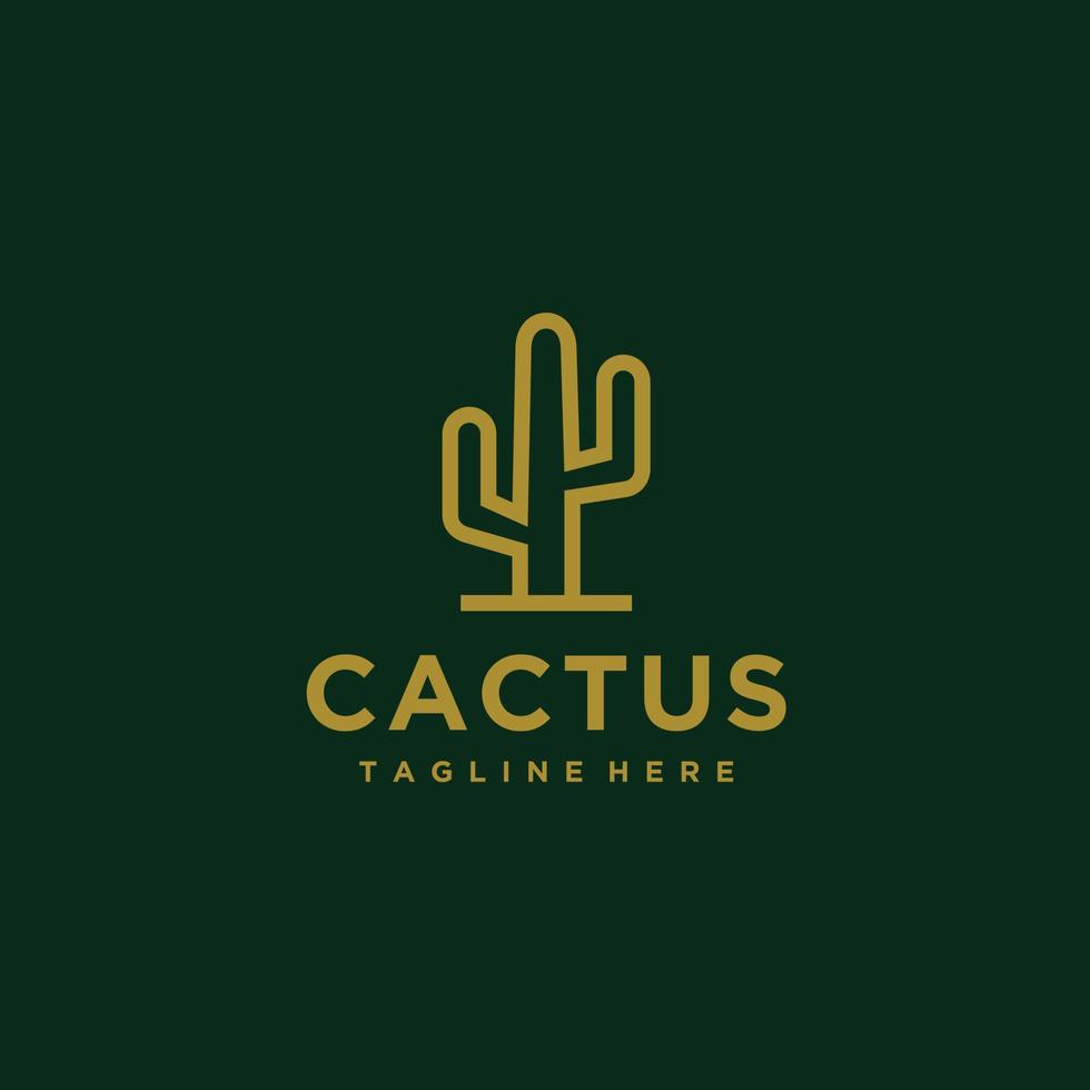 Kaktus minimalistisch Gold Logo Design Vektor Inspiration