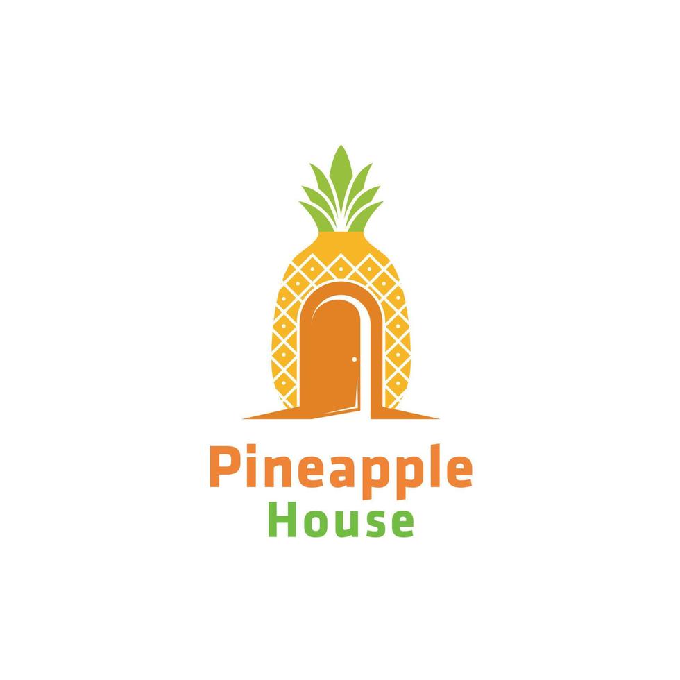 tropisk ananas frukt hus logotyp design symbol inspiration vektor