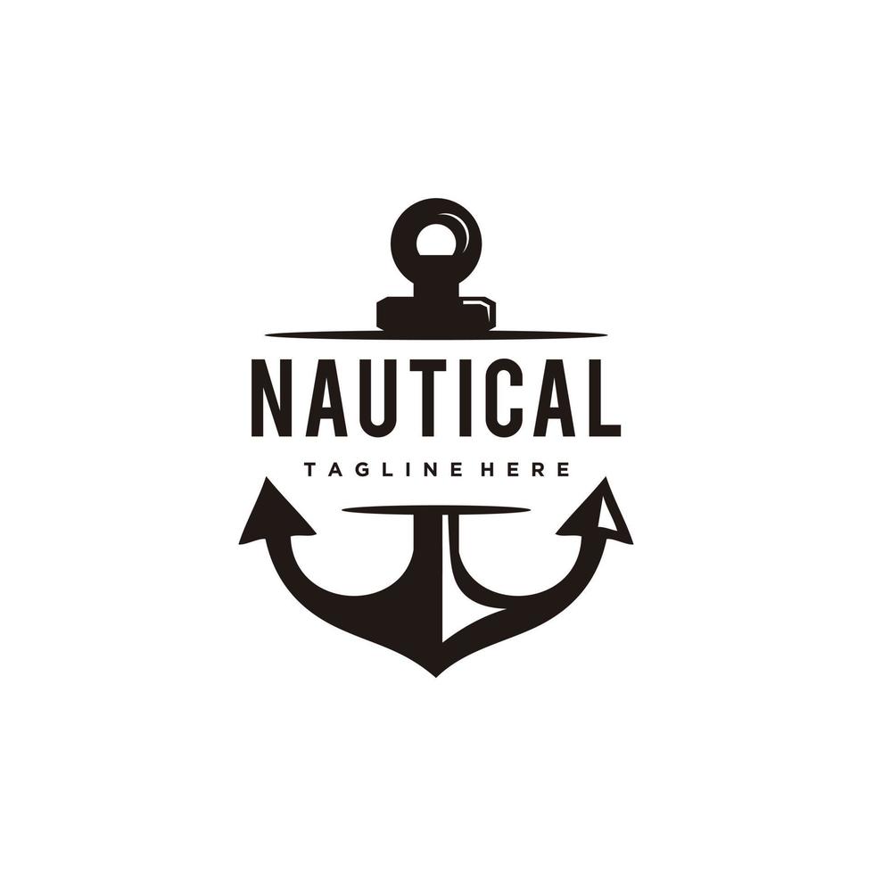 ankare båt fartyg nautisk minimalistisk cirkel logotyp design ikon vektor
