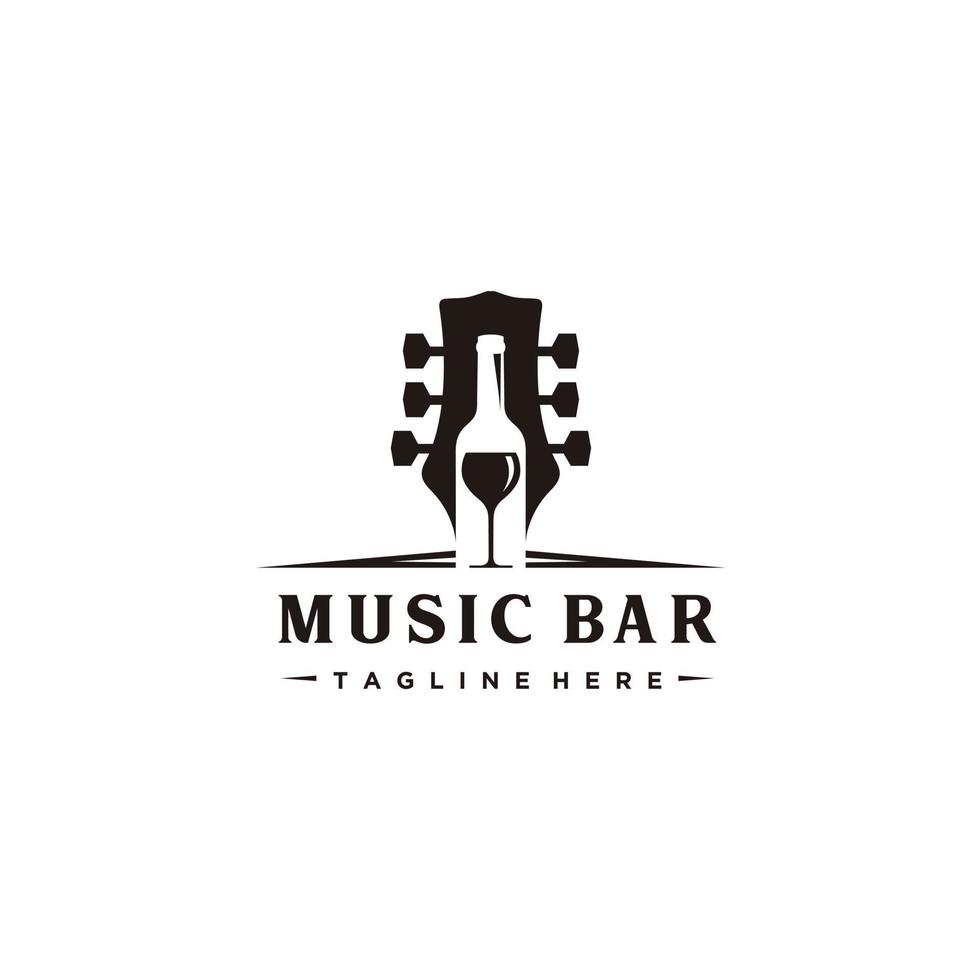 Gitarre Wein Glas Musik- Bar Logo Design Inspiration vektor