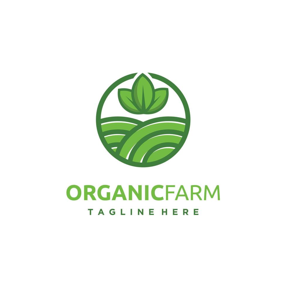 cirkel organisk gårdar skildrar de blad och fält logotyp design vektor ikon