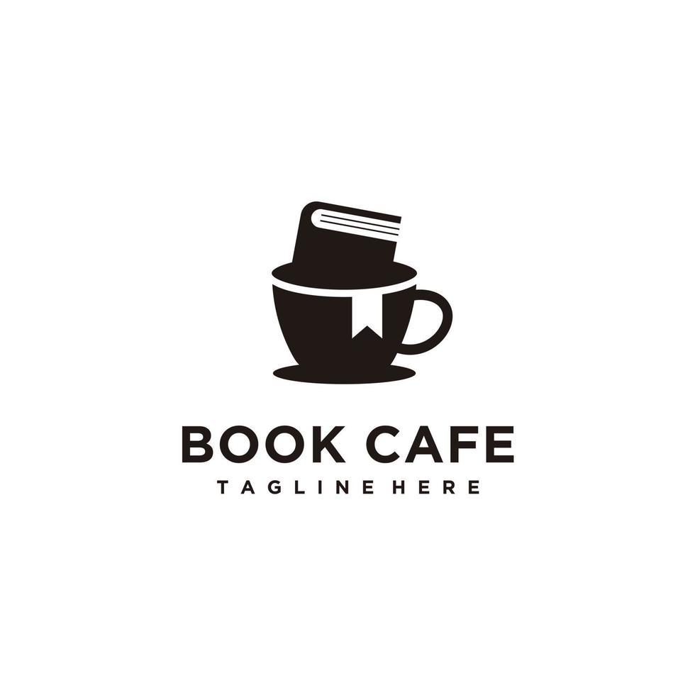 Kafé bok och kopp minimalistisk logotyp design ikon vektor