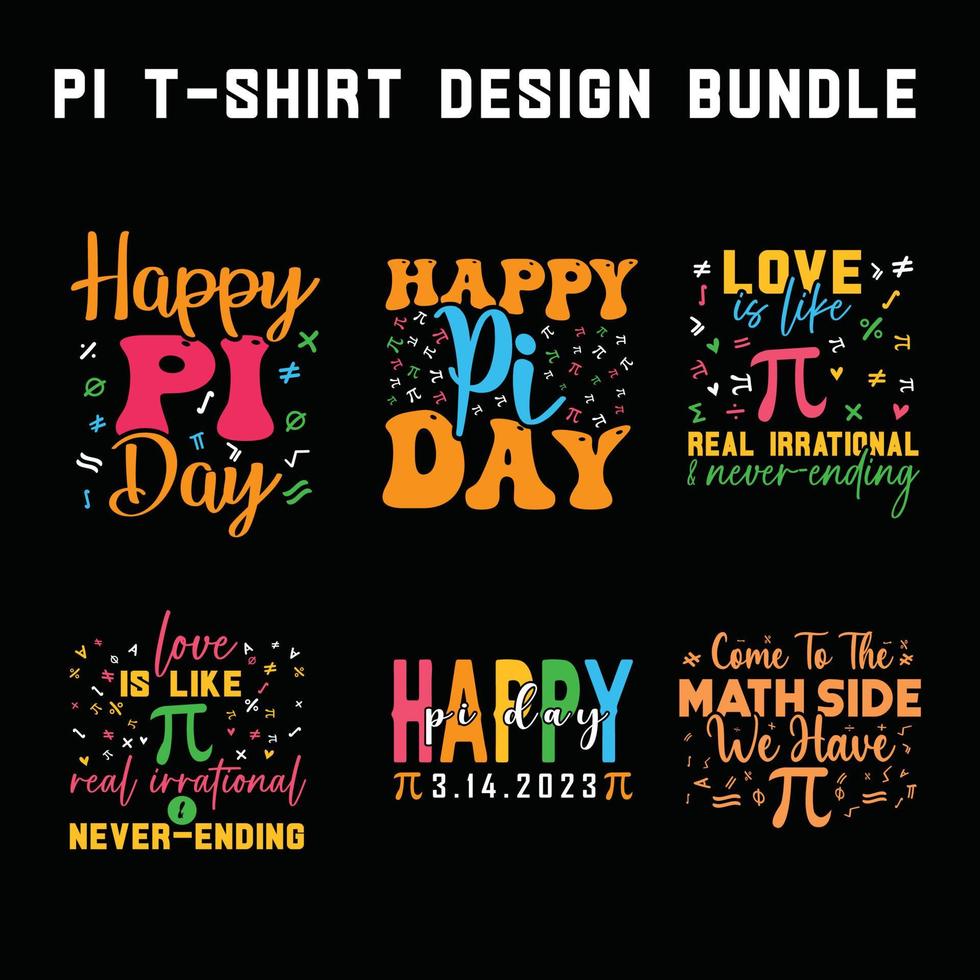 Pi Tag T-Shirt Design bündeln vektor