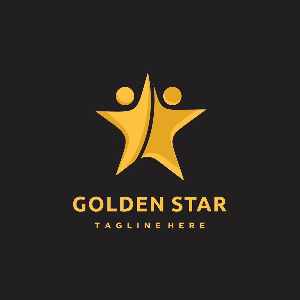 Star Erfolg Menschen Pflege Gold Logo Design Symbol Vektor Symbol