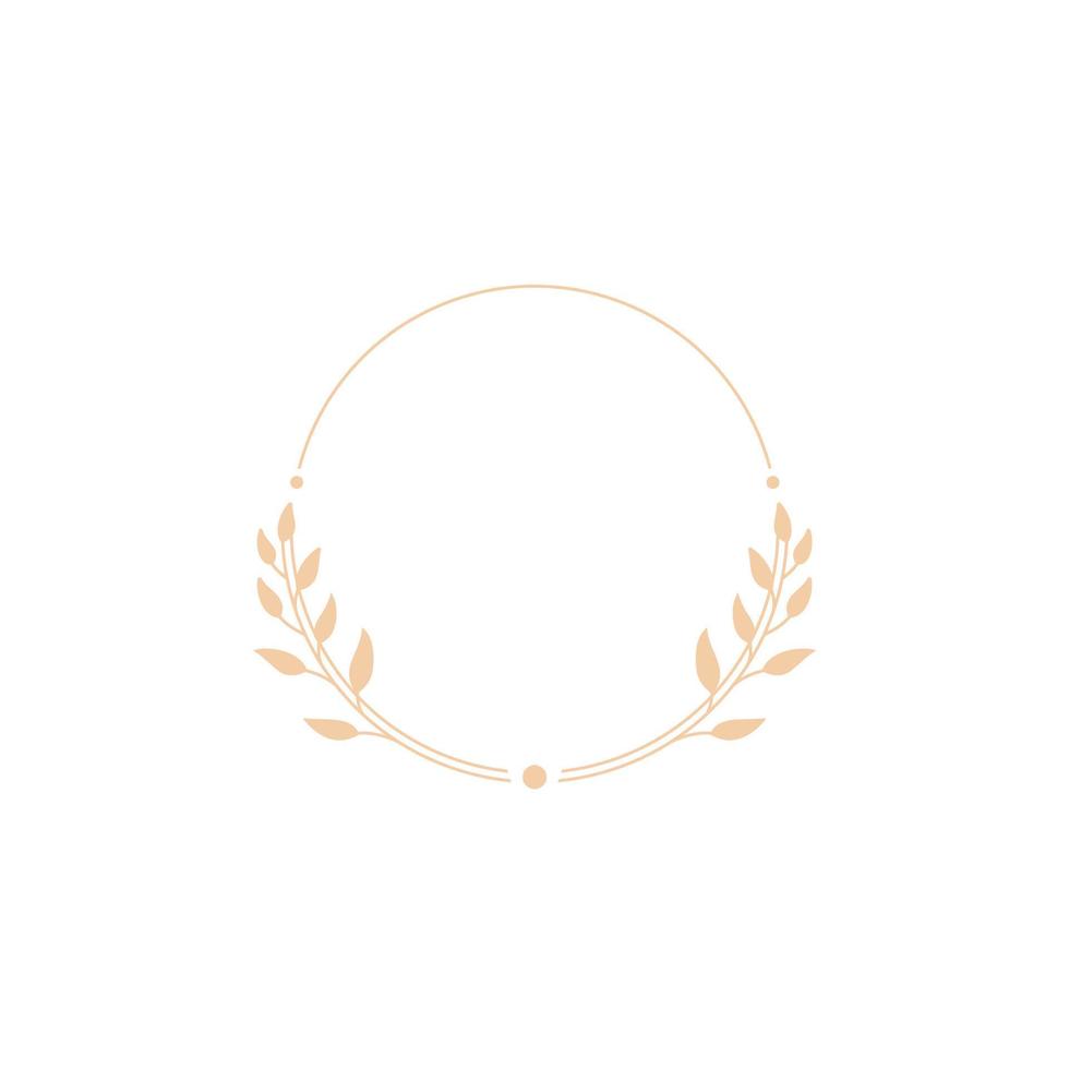 vektor blommig logotyp mall i elegant och minimal stil med guld Färg på grå bakgrund illustration. cirkel ramar logotyper. för märken, etiketter, logotyper och branding företag identitet.