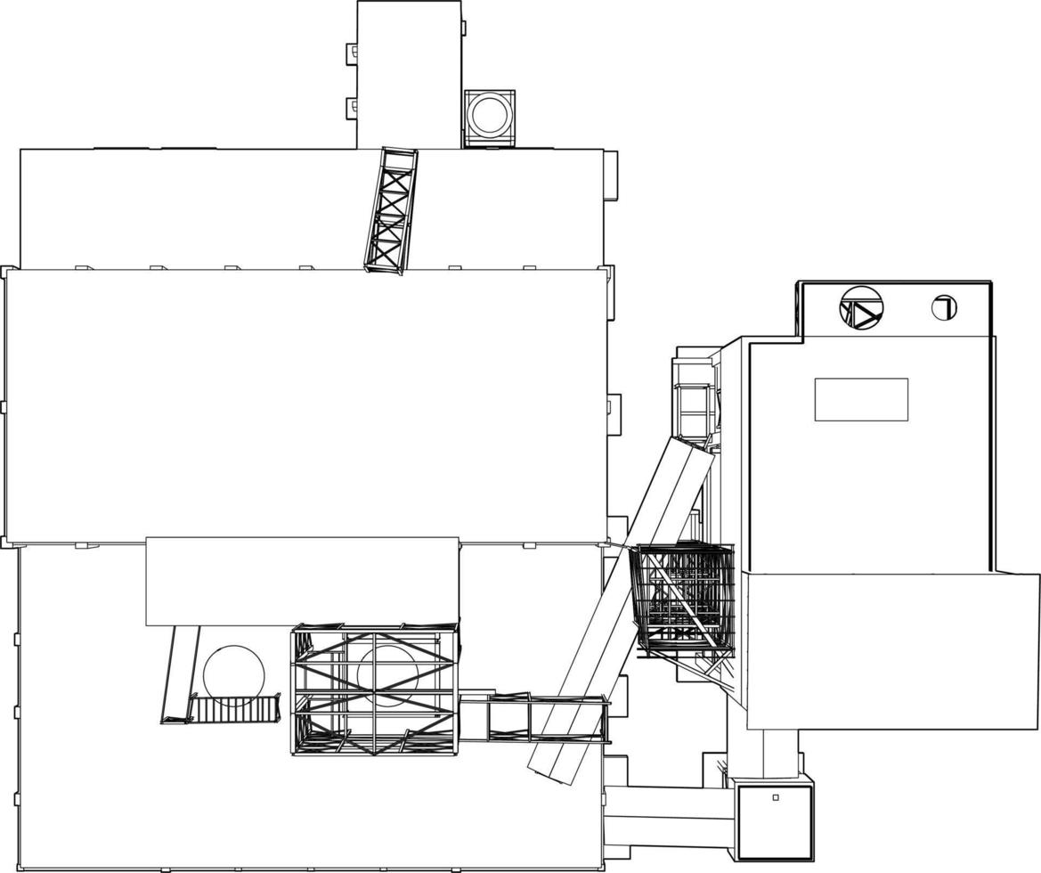 3d illustration av industriell byggnad vektor