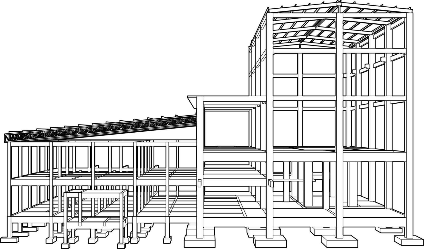 3d illustration av industriell byggnad vektor