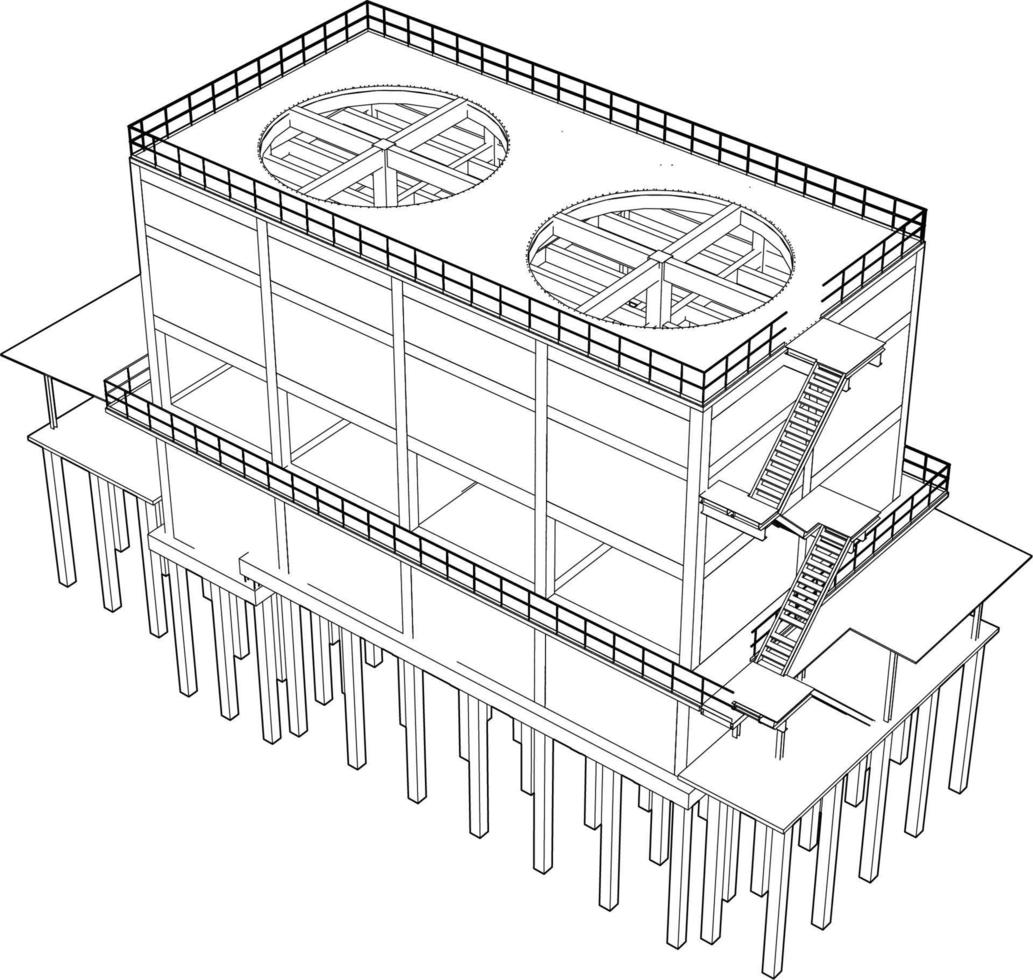 3d Illustration von industriell Gebäude vektor