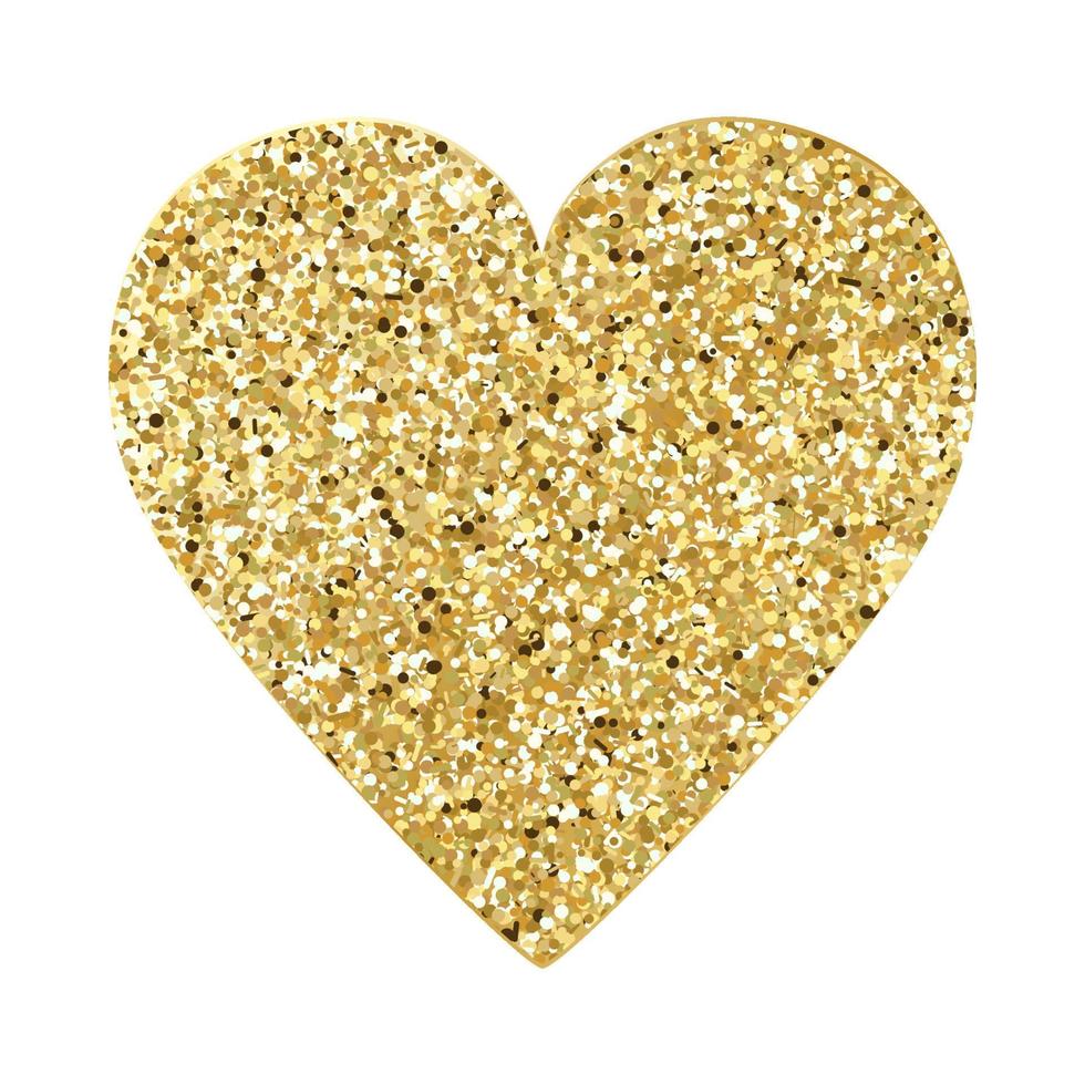 Lycklig hjärtans dag. stor guld glitter hjärta. vektor