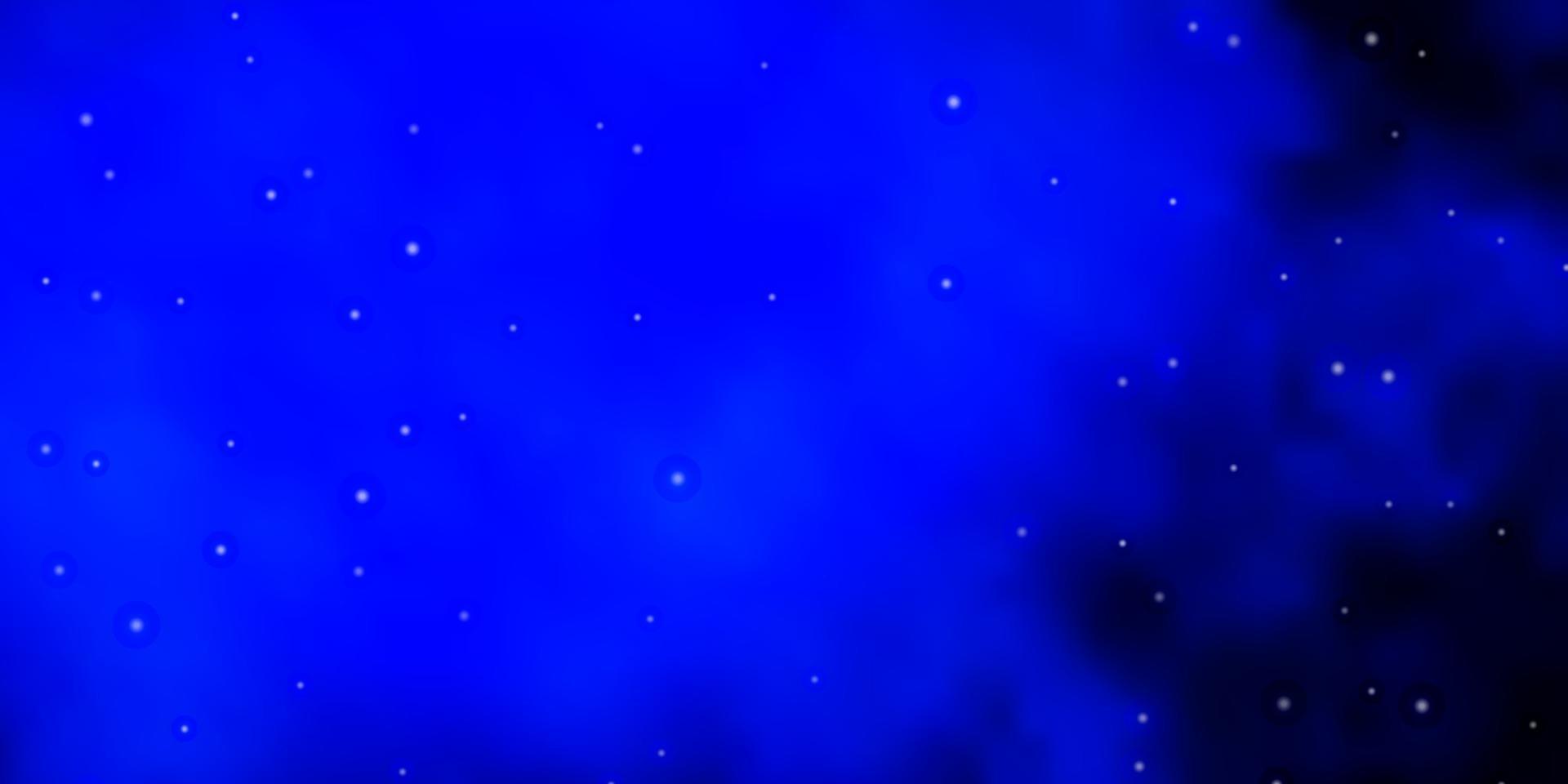 dunkelblaue Vektorschablone mit Neonsternen. vektor
