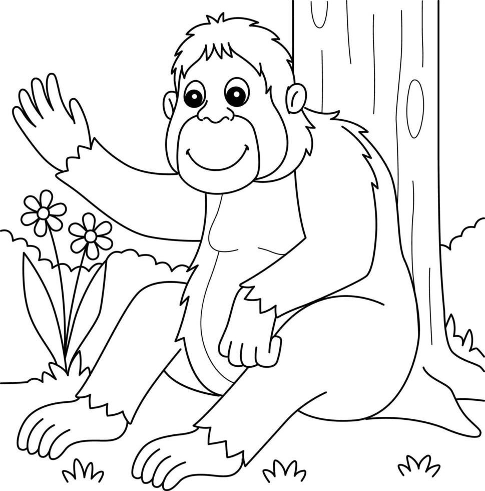orangutang djur- färg sida för barn vektor