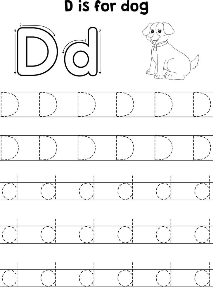 hund tier verfolgung buchstabe abc zum ausmalen d vektor