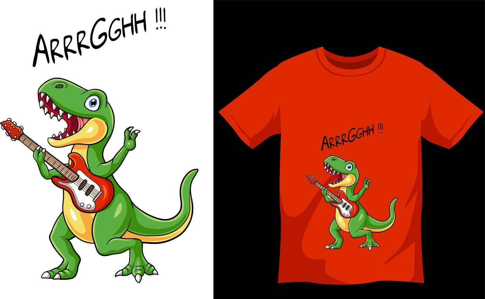 Dinosaurier Felsen Karikatur T-Shirt Design Vorlage vektor