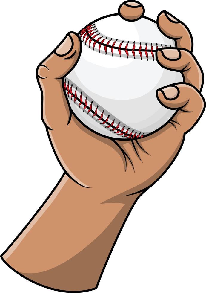 tecknad serie hand innehav en baseboll vektor