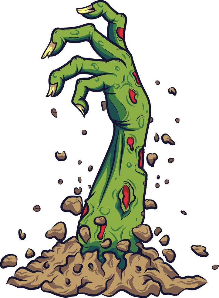 tecknad zombie hand ur marken vektor