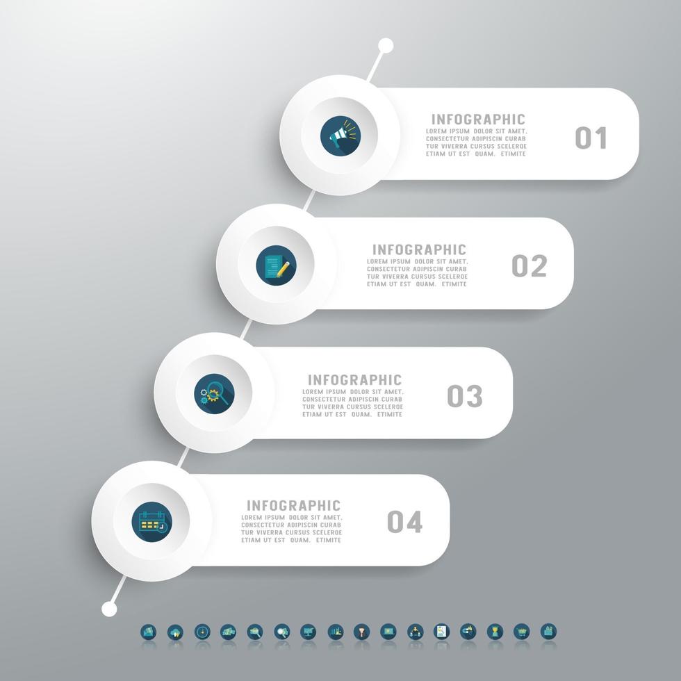 företag 4 steg bearbetar diagraminfografik med med ikoner vektor