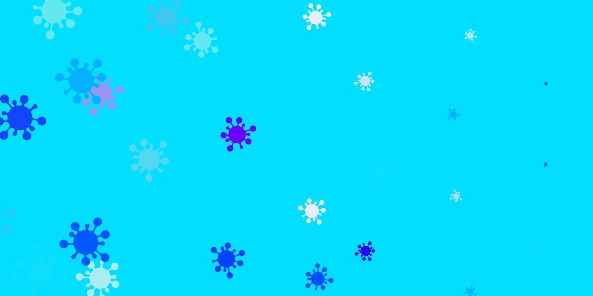 hellrosa, blauer Vektorhintergrund mit Virensymbolen. vektor