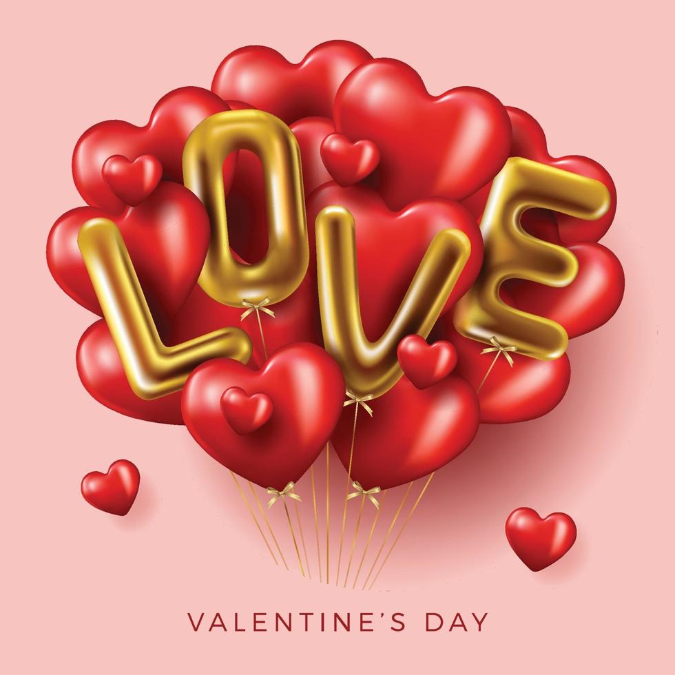 glad Alla hjärtans dag banner med kärleksballonger vektor