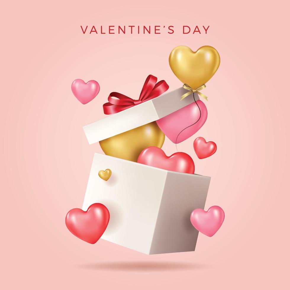 Valentinstag Design mit realistischen Geschenkboxen vektor