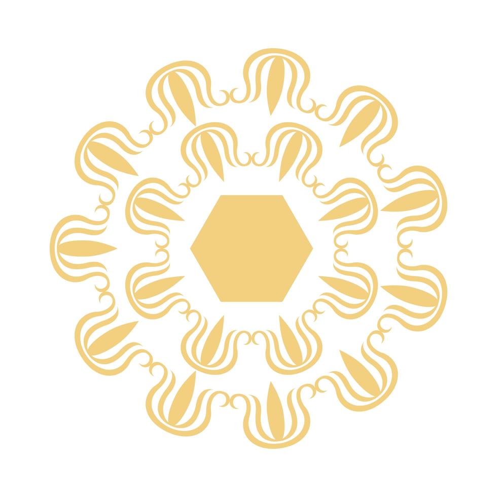 goldene Blumenmandala dekorative isolierte Ikone vektor