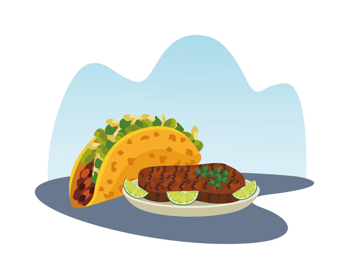 mexikanischer Taco und Steak Essen vektor