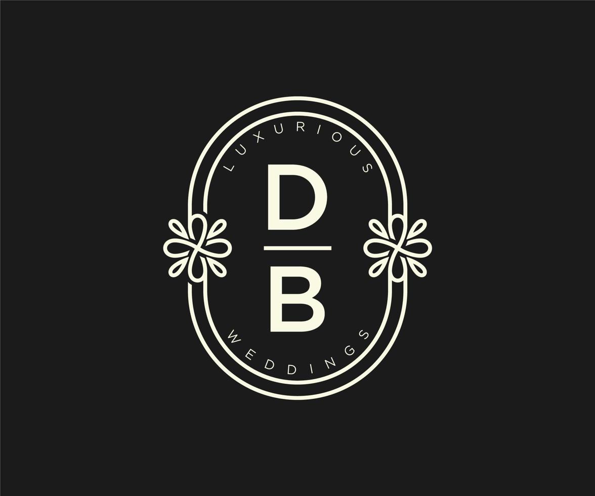 db initialer brev bröllop monogram logotyper mall, hand dragen modern minimalistisk och blommig mallar för inbjudan kort, spara de datum, elegant identitet. vektor