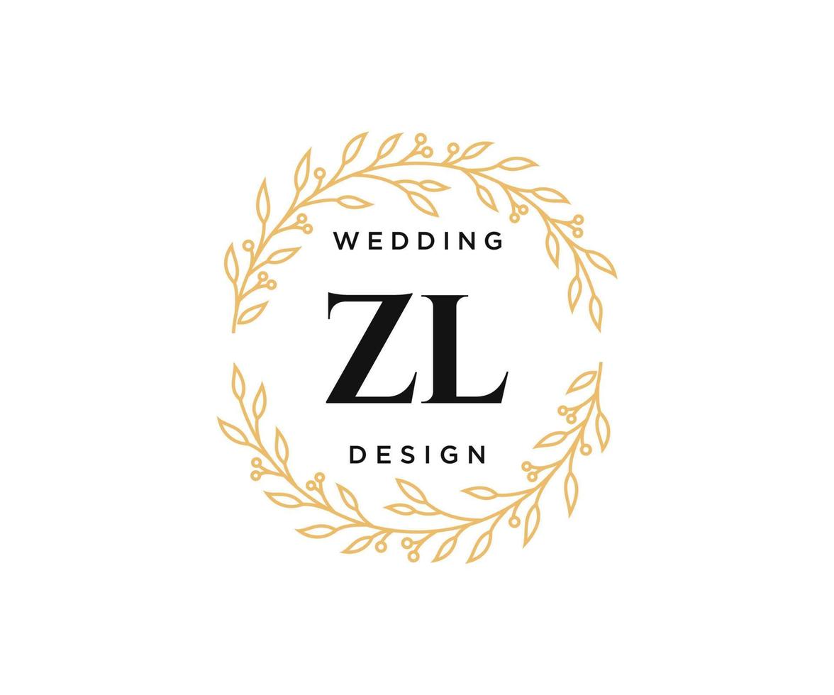 zl initialen brief hochzeitsmonogramm logos sammlung, handgezeichnete moderne minimalistische und florale vorlagen für einladungskarten, save the date, elegante identität für restaurant, boutique, café im vektor