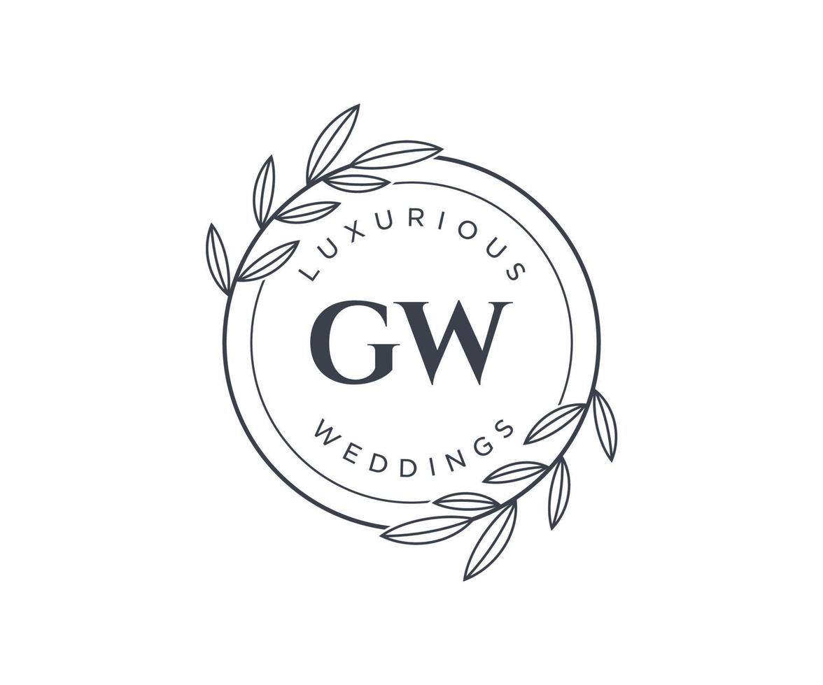 gw initialer brev bröllop monogram logotyper mall, hand dragen modern minimalistisk och blommig mallar för inbjudan kort, spara de datum, elegant identitet. vektor