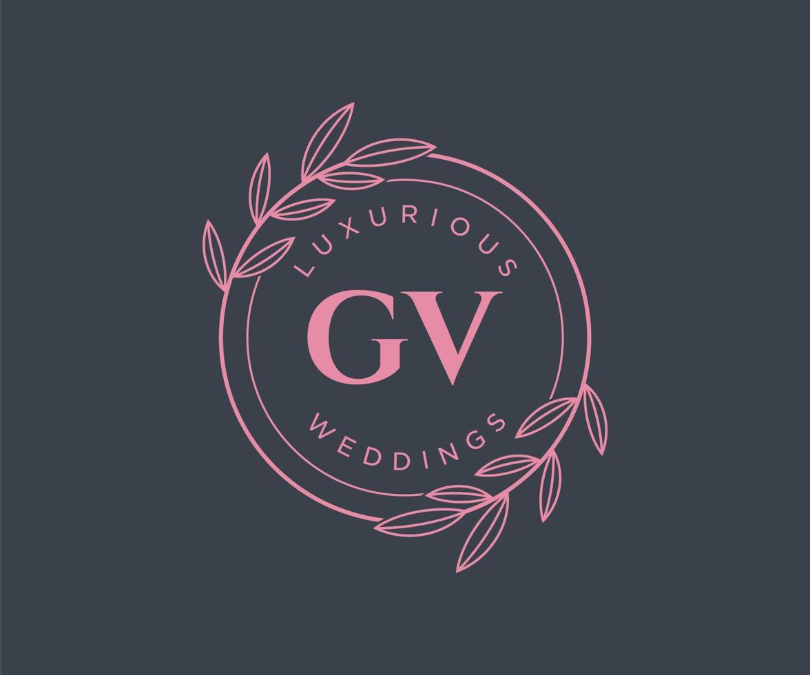 gv Initialen Brief Hochzeit Monogramm Logos Vorlage, handgezeichnete moderne minimalistische und florale Vorlagen für Einladungskarten, Datum speichern, elegante Identität. vektor