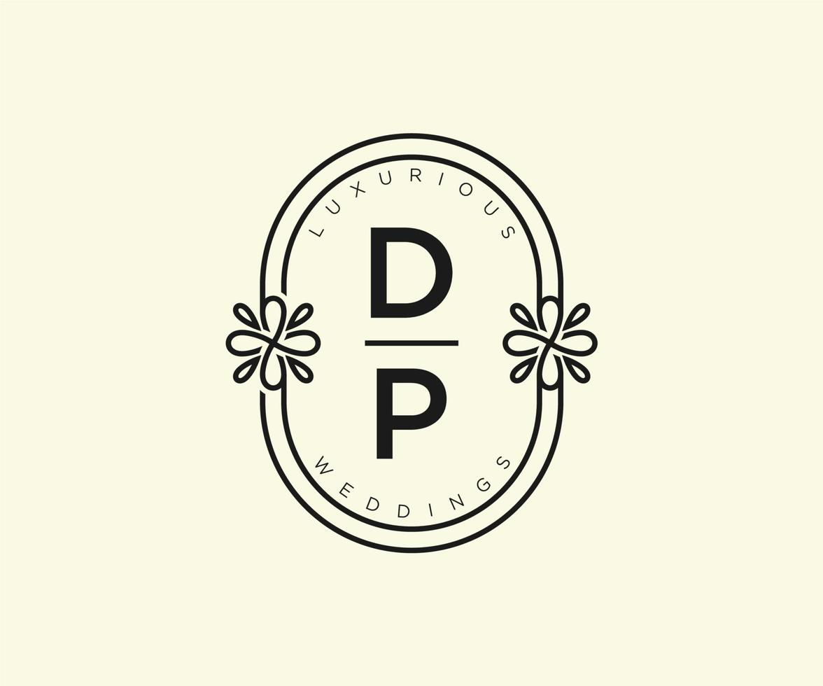 dp Initialen Brief Hochzeit Monogramm Logos Vorlage, handgezeichnete moderne minimalistische und florale Vorlagen für Einladungskarten, Datum speichern, elegante Identität. vektor