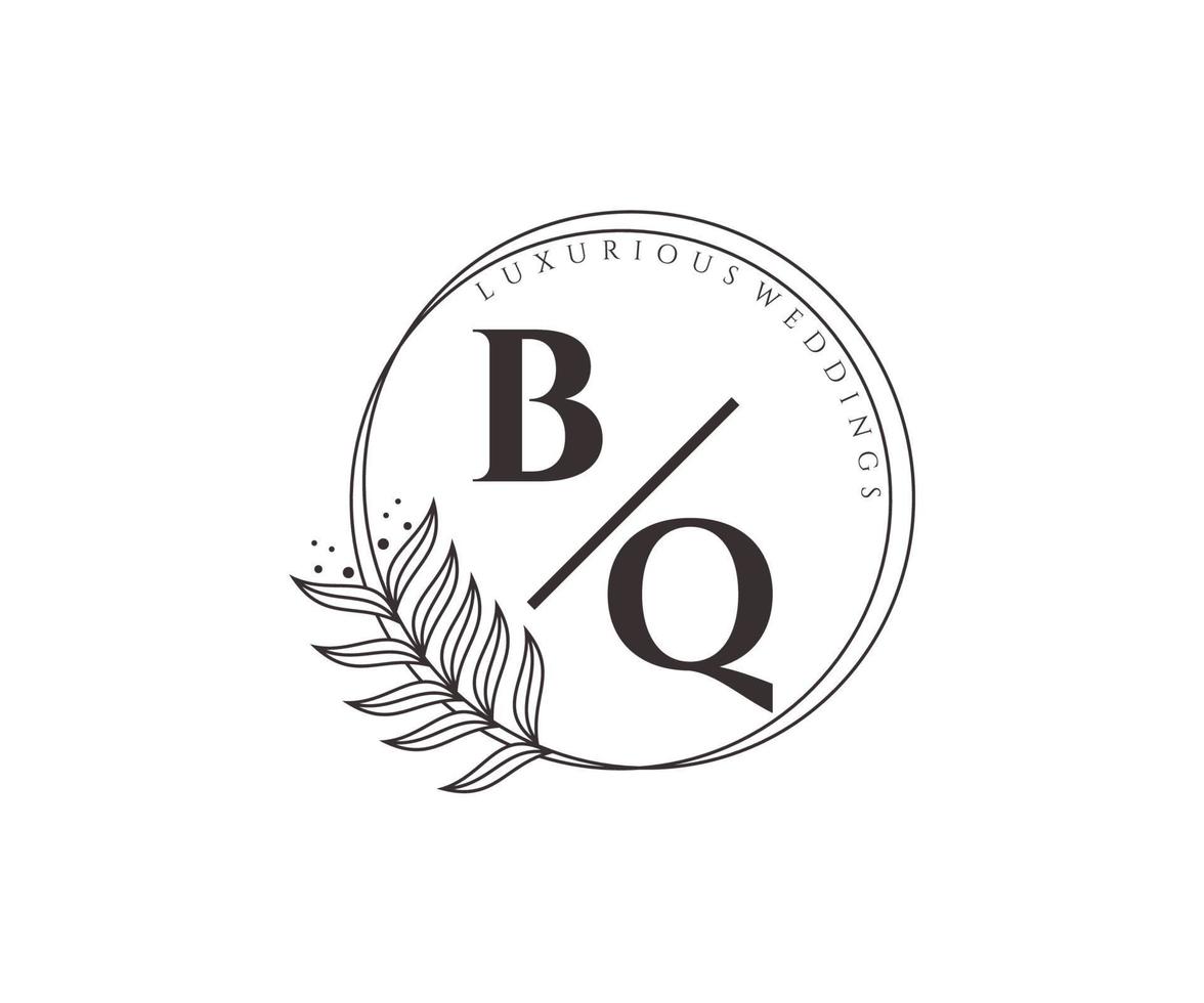 bq initialer brev bröllop monogram logotyper mall, hand dragen modern minimalistisk och blommig mallar för inbjudan kort, spara de datum, elegant identitet. vektor