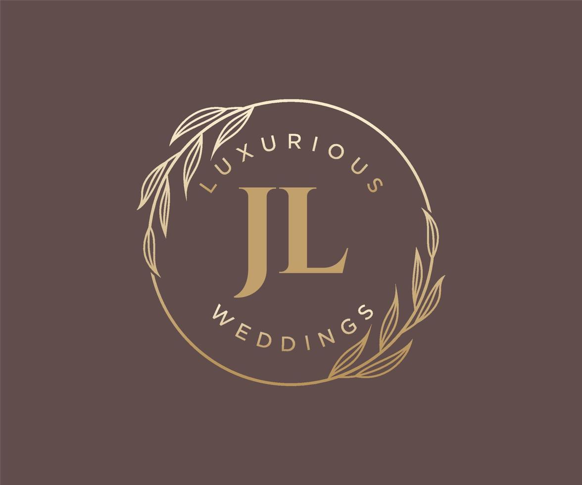 jl initialer brev bröllop monogram logotyper mall, hand dragen modern minimalistisk och blommig mallar för inbjudan kort, spara de datum, elegant identitet. vektor