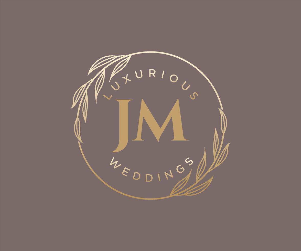 jm initialer brev bröllop monogram logotyper mall, hand dragen modern minimalistisk och blommig mallar för inbjudan kort, spara de datum, elegant identitet. vektor