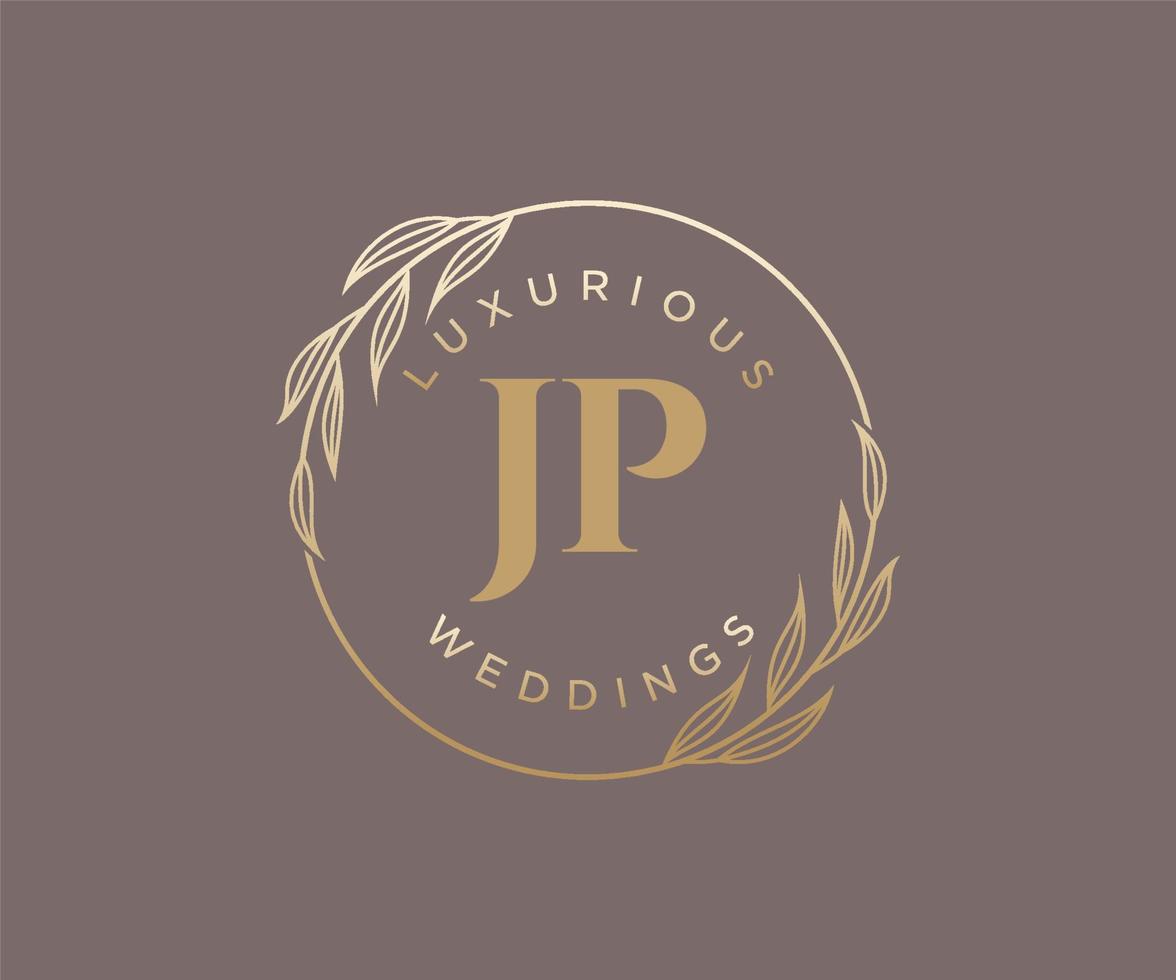 jp Initialen Brief Hochzeit Monogramm Logos Vorlage, handgezeichnete moderne minimalistische und florale Vorlagen für Einladungskarten, Datum speichern, elegante Identität. vektor