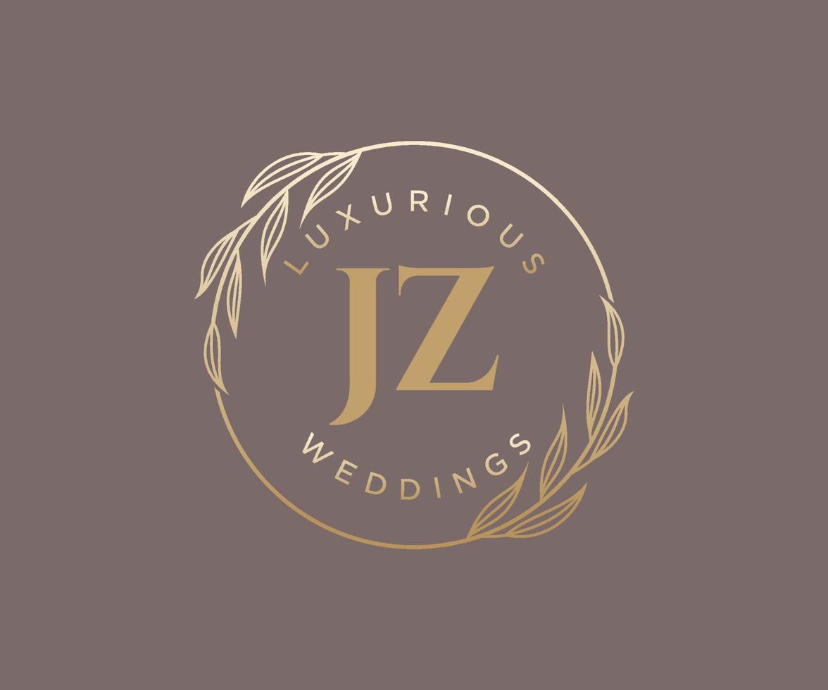 jz Initialen Brief Hochzeit Monogramm Logos Vorlage, handgezeichnete moderne minimalistische und florale Vorlagen für Einladungskarten, Datum speichern, elegante Identität. vektor