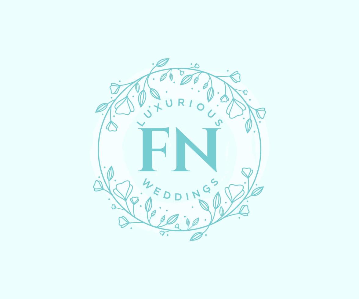 fn initialer brev bröllop monogram logotyper mall, hand dragen modern minimalistisk och blommig mallar för inbjudan kort, spara de datum, elegant identitet. vektor