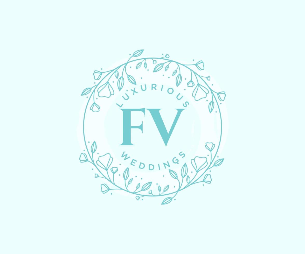 fv Initialen Brief Hochzeit Monogramm Logos Vorlage, handgezeichnete moderne minimalistische und florale Vorlagen für Einladungskarten, Datum speichern, elegante Identität. vektor