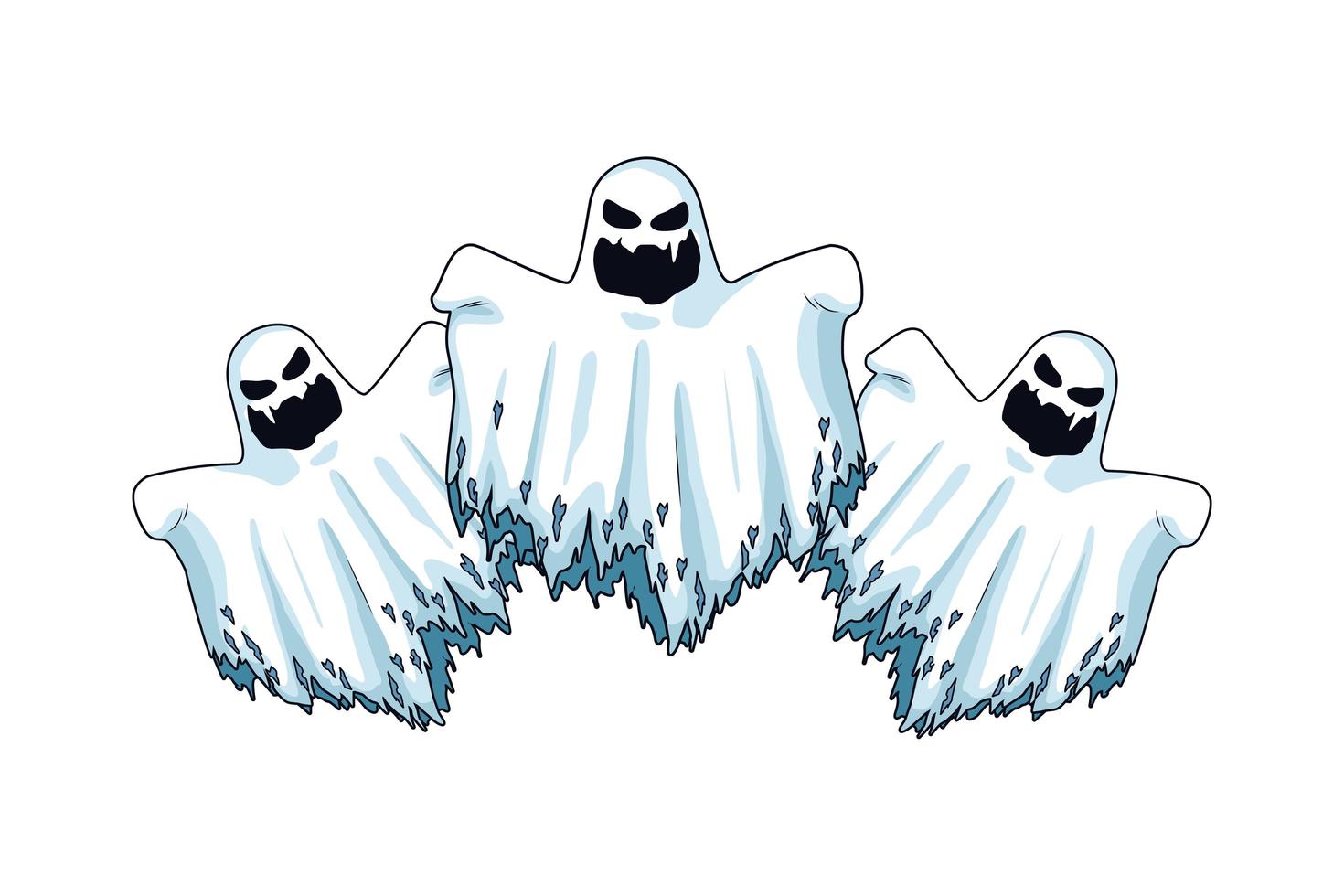 schwebende Halloween Geister Geister Symbole vektor