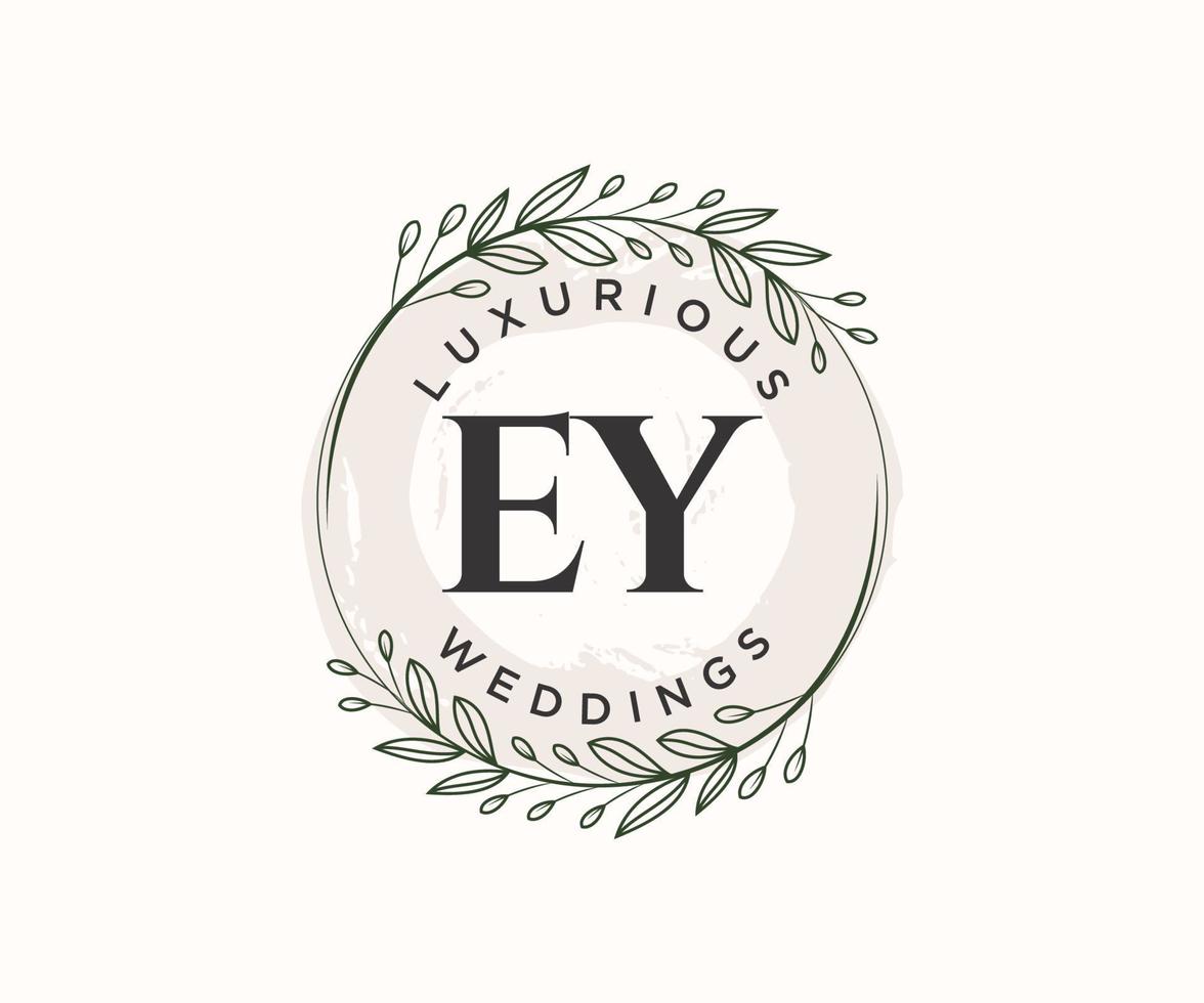 Ey Initialen Brief Hochzeit Monogramm Logos Vorlage, handgezeichnete moderne minimalistische und florale Vorlagen für Einladungskarten, Datum speichern, elegante Identität. vektor