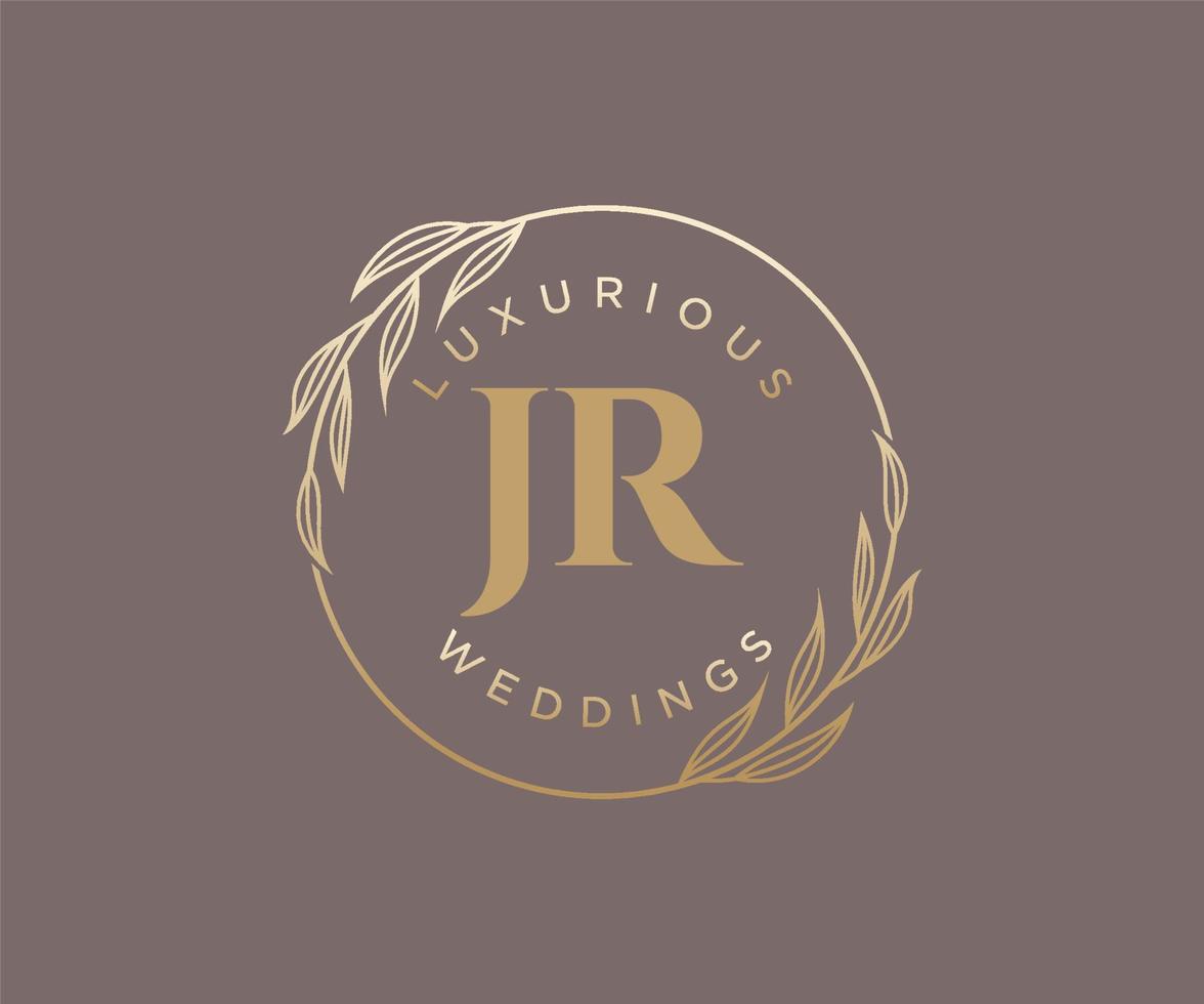 jr Initialen Brief Hochzeit Monogramm Logos Vorlage, handgezeichnete moderne minimalistische und florale Vorlagen für Einladungskarten, Datum speichern, elegante Identität. vektor