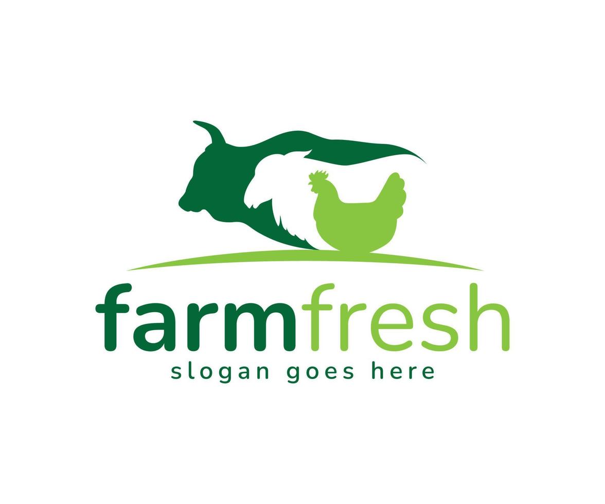 Bauernhof Unternehmen Logo. organisch Bauernhof Logo mit Kuh, Lamm, Schaf, und Hähnchen vektor