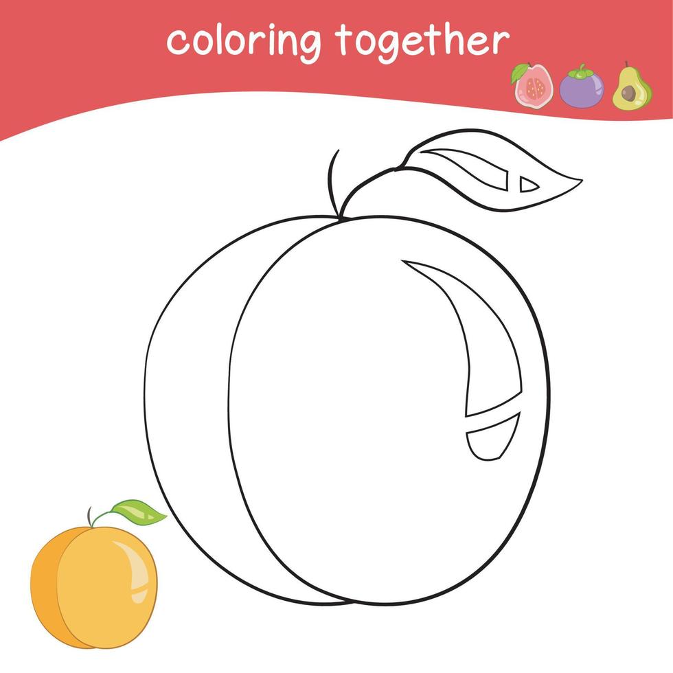 frukt färg kalkylblad sida. färg söt frukt kalkylblad sida. pedagogisk tryckbar färg arbetsblad. vektor illustration.
