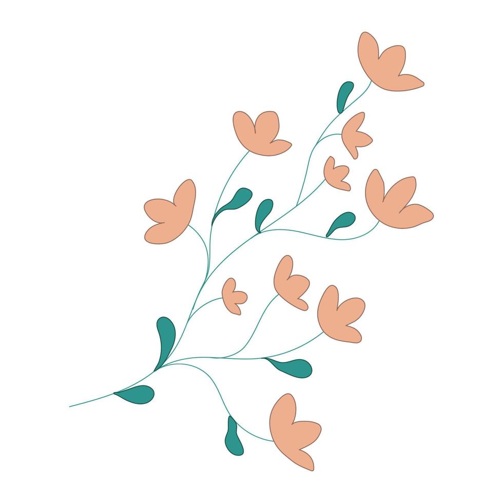 Zweig Blumen. Pflanze Ast mit Blumen. Vektor Illustration zum Hintergrund, Abdeckung, Stoff.