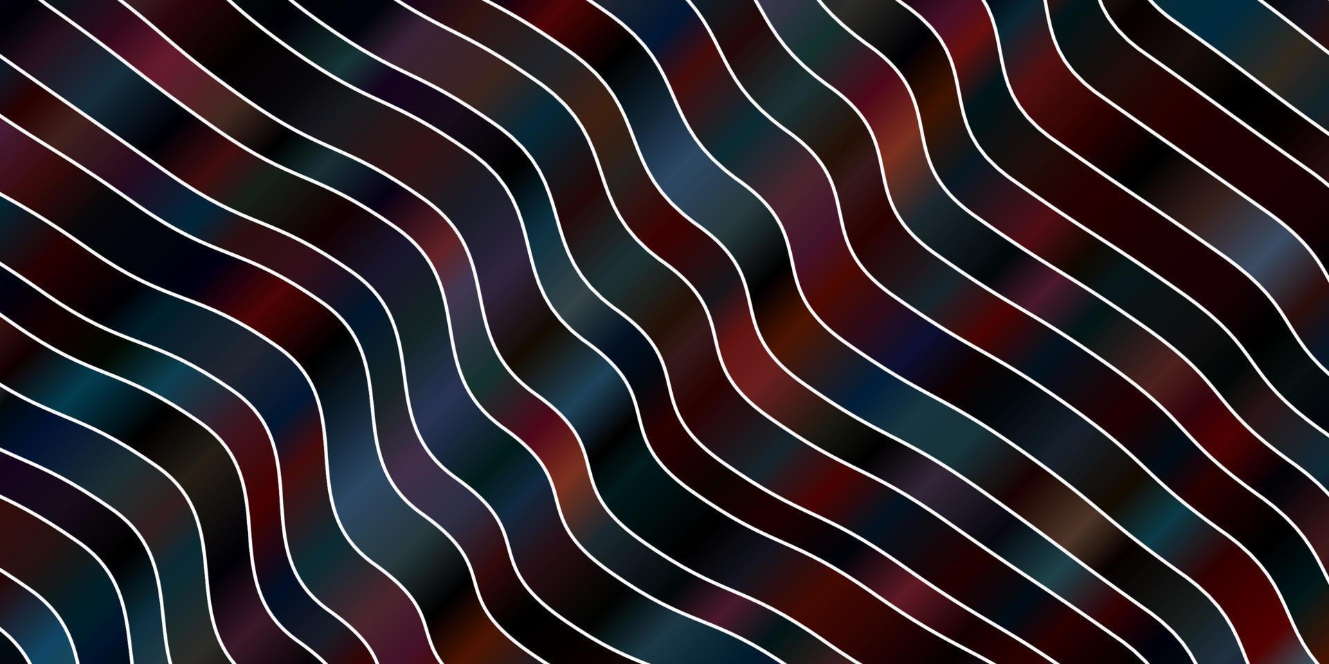 dunkelblaue, rote Vektorschablone mit gekrümmten Linien. vektor