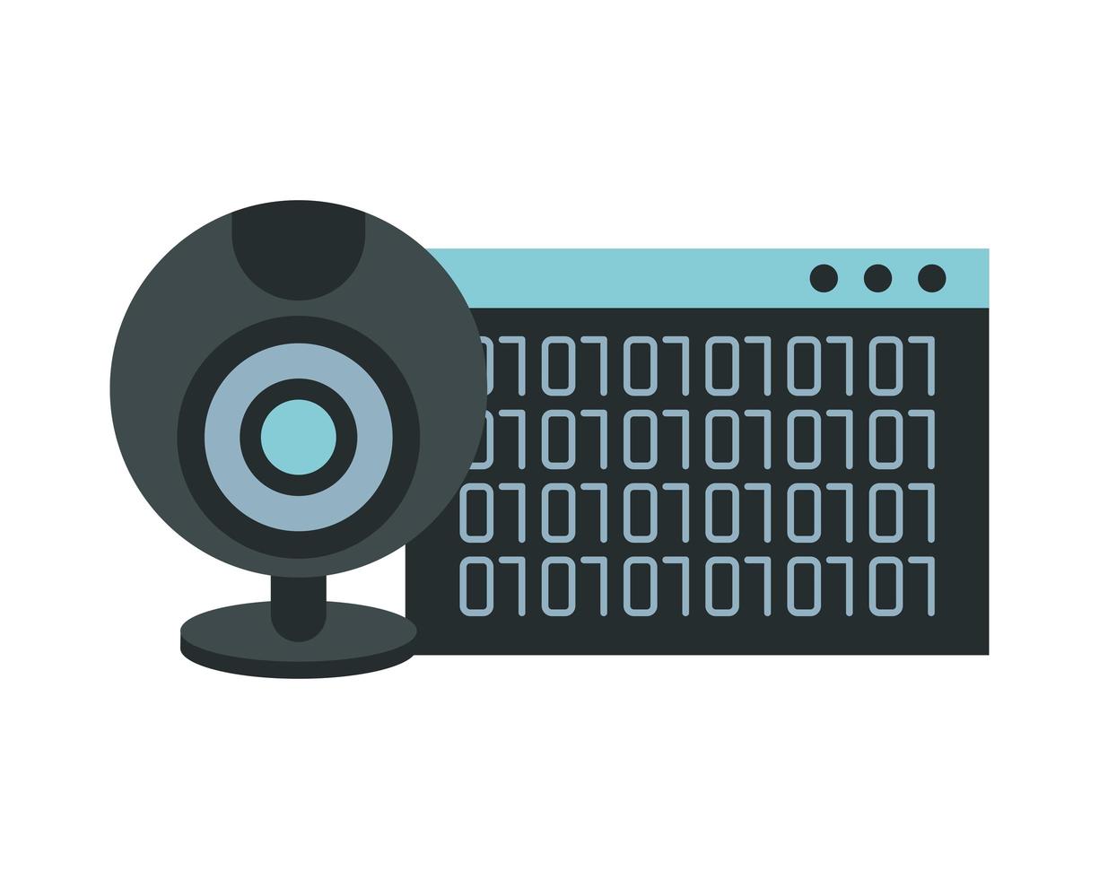 Webseitenvorlage mit Binärcode-Nummern und Webcam vektor